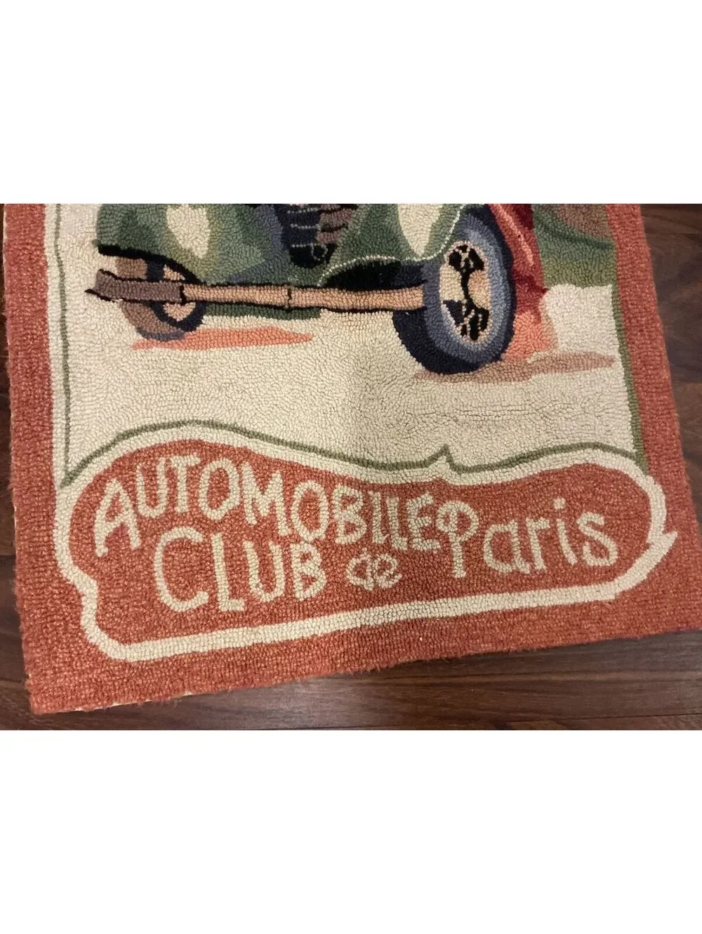 Vintage 5 Salon de L'Automobile Hand Hooked Car Rug